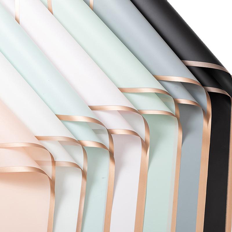 Waterproof Matte Jelly Film Paper with Gold Edge for Fresh Flower Bouquets - DIY Florist Wrapping Material