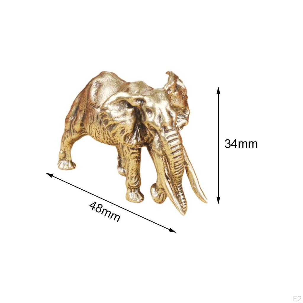 Mini Elephant Sculpture Metal Statue Animal Figurine Crafts Copper Home Decoration Ornament
