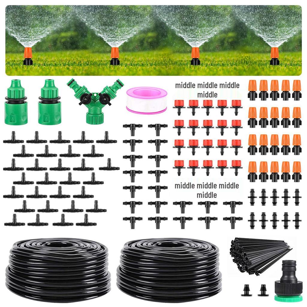 Double 15m Garden Irrigation & Cooling Drip System for Automatic Plant Watering