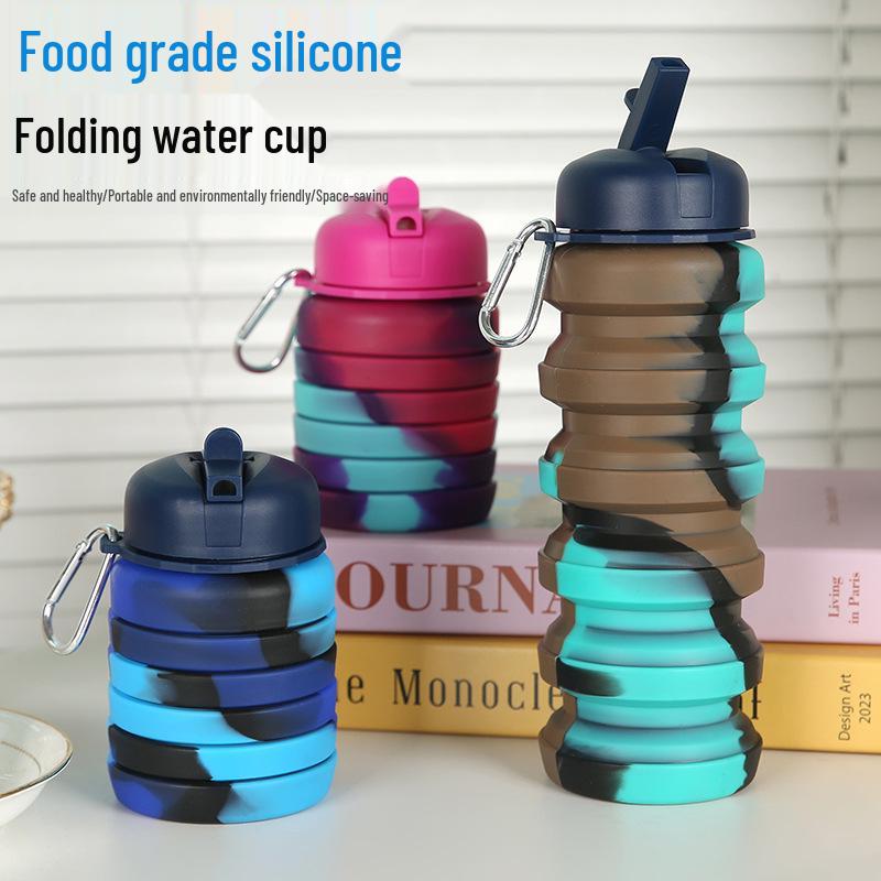 Portable Foldable Silicone Water Bottle - Outdoor Telescopic Camouflage Design