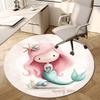 1pc Mermaid Illustration Round Carpet, Made of Polyester,Office Chairs, Living Rooms, Or Bedrooms, a Cool Rug for The Living Room.ydt26037