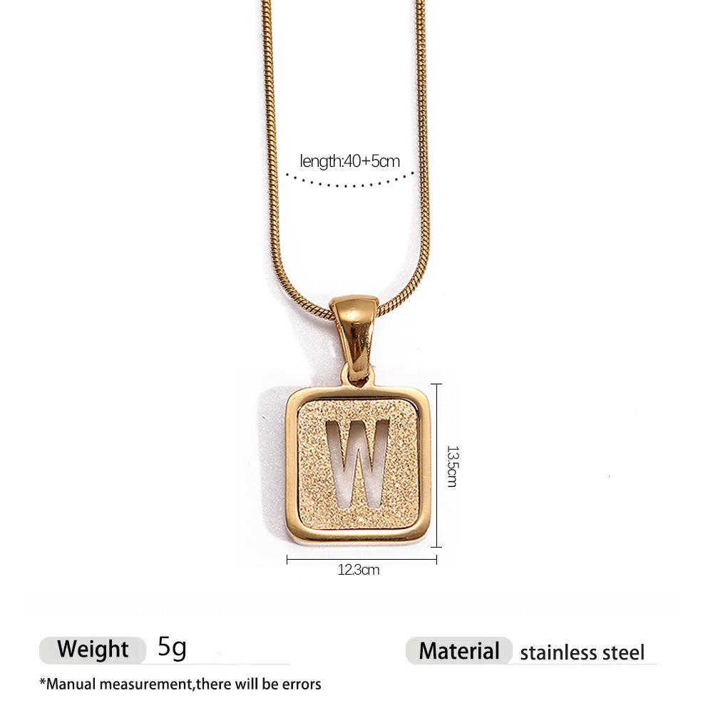 Stainless Steel Electroplated 26-Letter Pendant Necklace with Round Snake Chain