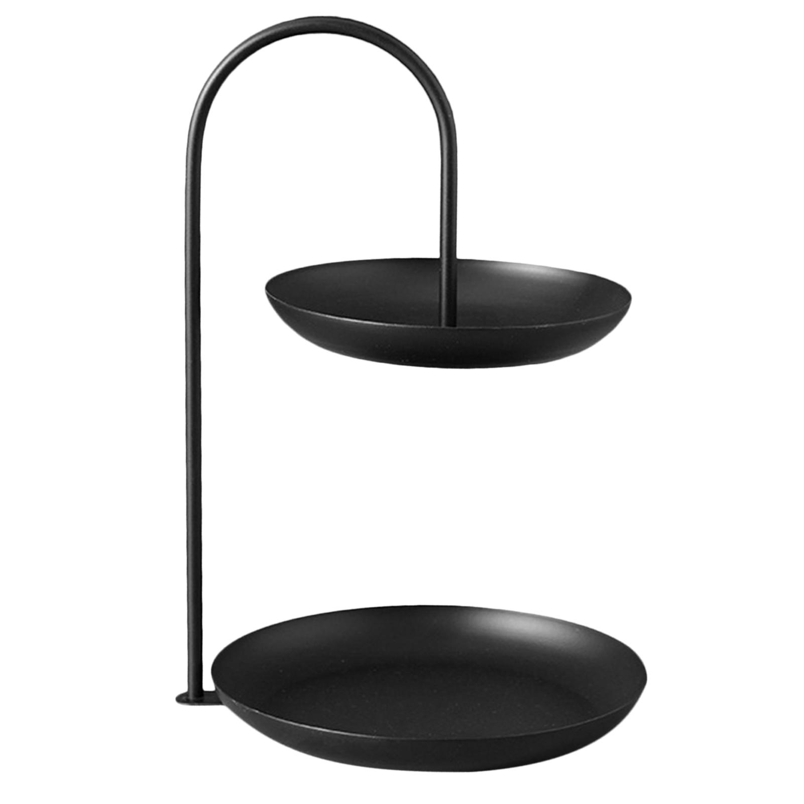 

2 Tier Iron Fruit Serving Tray Waterproof Multi Tier Storage Platter for Coffee Table Party чёрный