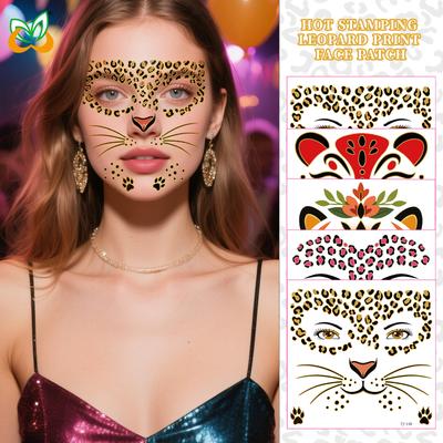 Cross Border New Makeup Party Hot Stamping Face Metal Leopard Print Tattoo Sticker Ball Waterproof Sweat