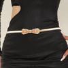 Fashion Metal Hollow Out Carved Bow Women Belts Elastic Skinny Thin Dress Belt Women Ladies Gold Sliver Decor Waist Chain Straps