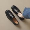 Weiwei Girl 1083-1 Platform Loafers Women's Autumn Retro Black One-pedal Temperament College Style Small Leather Shoes