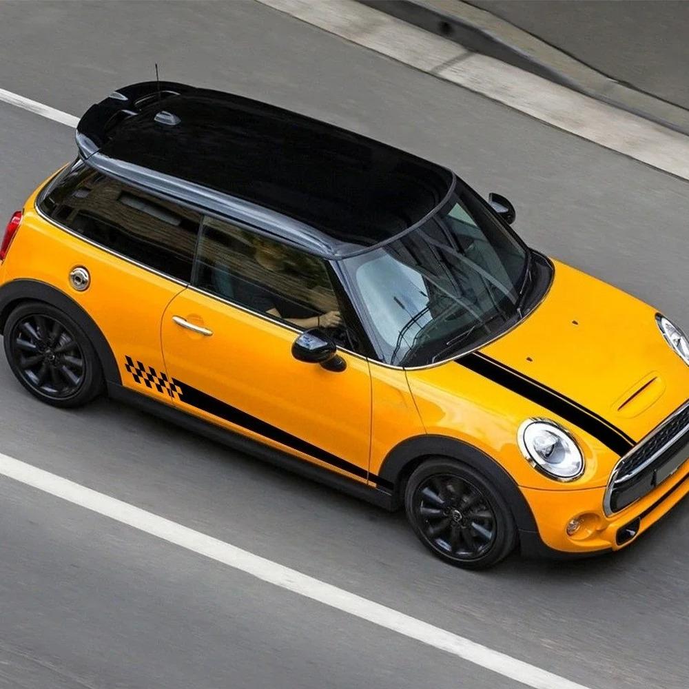3PCS Car Engine Hood Stickers Car Door Side Long Striped Vinyl Decals Self-adhesive Auto Body Decoration For MINI Cooper R56 R53