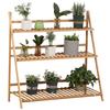 3-Tier Bamboo Outdoor Planter, Raised and Foldable Design, 100x39x97 Cm, Wood Tone