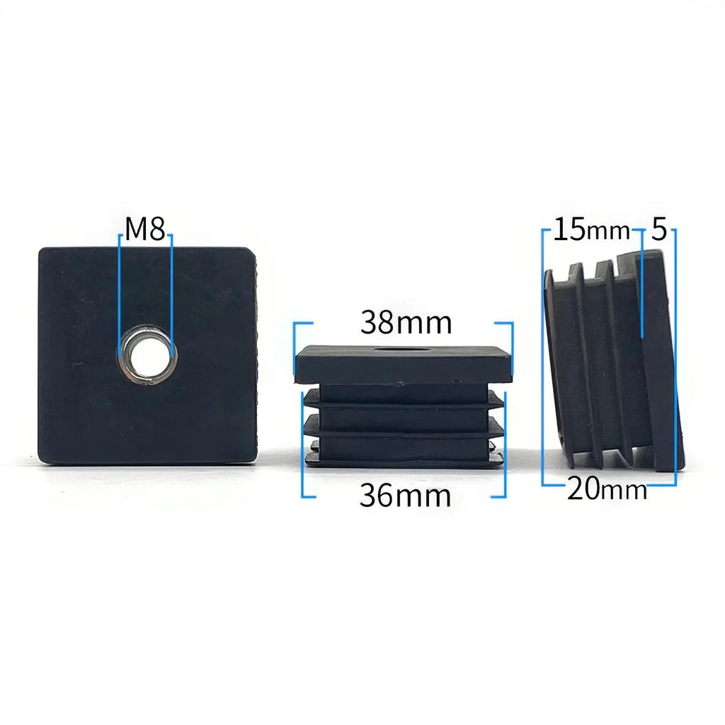 10 o 5 pezzi Tappi Quadrati in Plastica per Tubi M5 M6 M8 con Foro per Dado Tappi Ciechi Terminali Coperchi Tappi per Gambe di Mobili Tubi