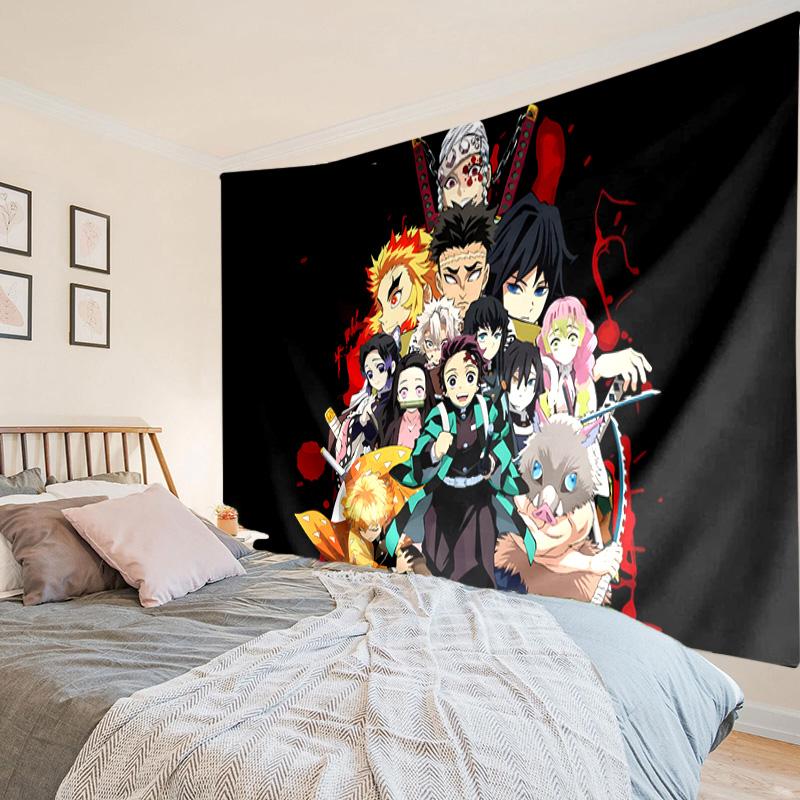 Demon Anime Group Tapestry, Unique Design Tapestry, Wall Decor for Bedroom,Livingroom, Playroom,Heartwarming Fan Holiday Gifts
