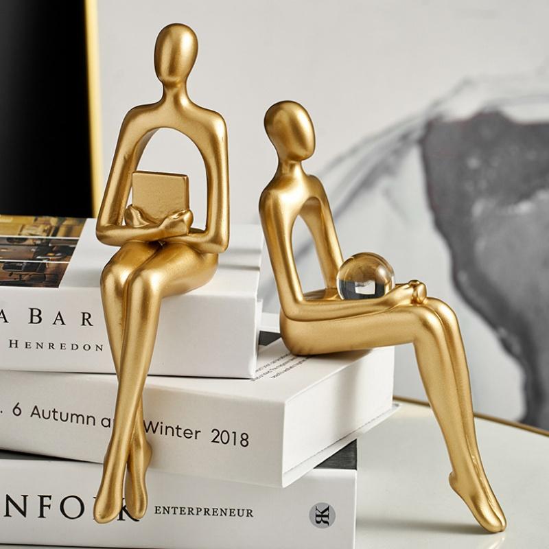 Light Luxury Human Body Art Ornament Decorate Abstract Resin Creative Golden Arts And Crafts Home Office Business Originality
