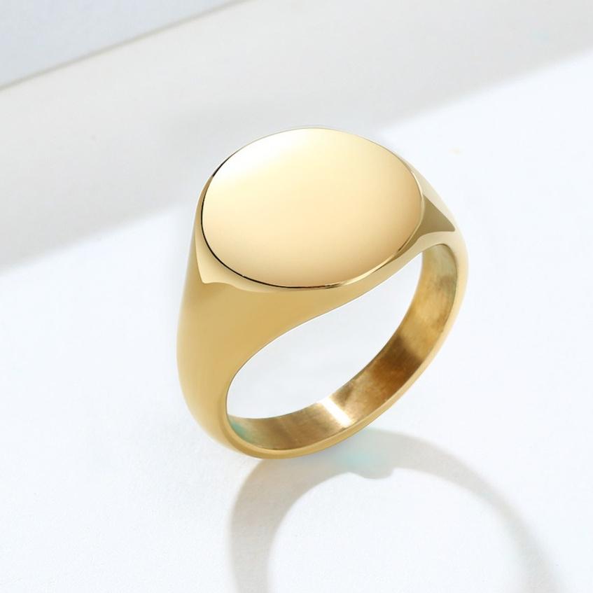 18K vergoldeter Edelstahlring für Damen Breites Band Langlebig Bequem Ehering