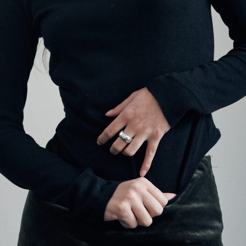 Green [925 Silver] Five.silver.218 / Large Full Ring