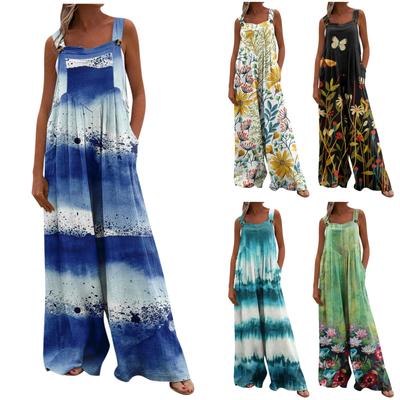 Women's Pants Trousers Jumpsuit  Fashion Casual  Side Pockets Floral Print Non-adjustable Strap Jumpsuit