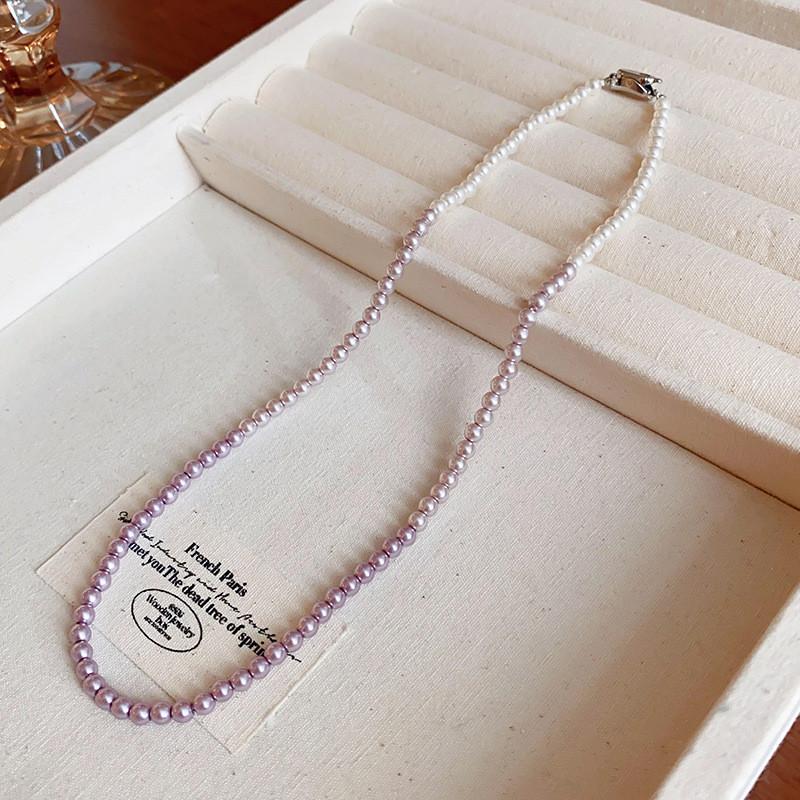 Vintage French Pearl Necklace Geometric Style For Women Elegant Jewelry Accessory