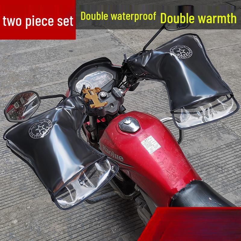 Warme, winddichte elektrische Motorrad-Lenkerhandschuhe mit Samtfutter zum Kälteschutz