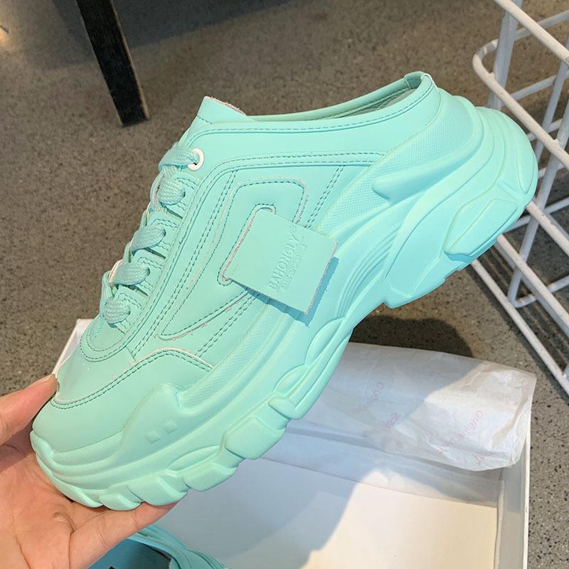 Тапочки женские новые повседневные туфли на платформе ленивые женские верхние туфли — фото 6