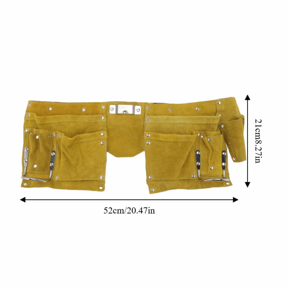 Leather Leather Tool Belt Multiple Pockets Portable Woodworking Tool Belt Sturdy with Quick Release Buckle Carpenter Tool Belt