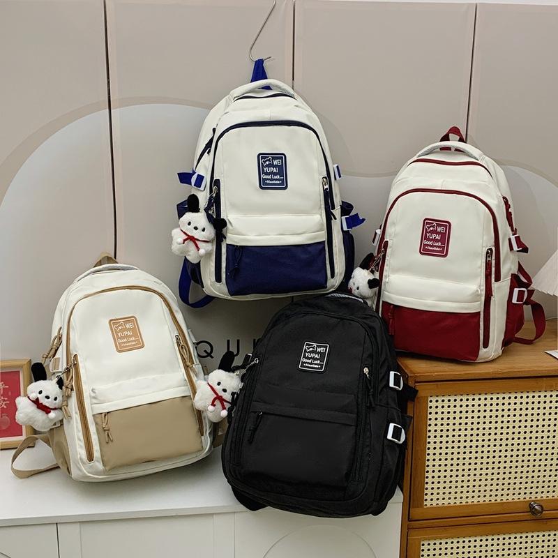 Japanese students schoolbag women's tooling style Korean version junior high large-capacity contrasting color backpack high school travel backpack men