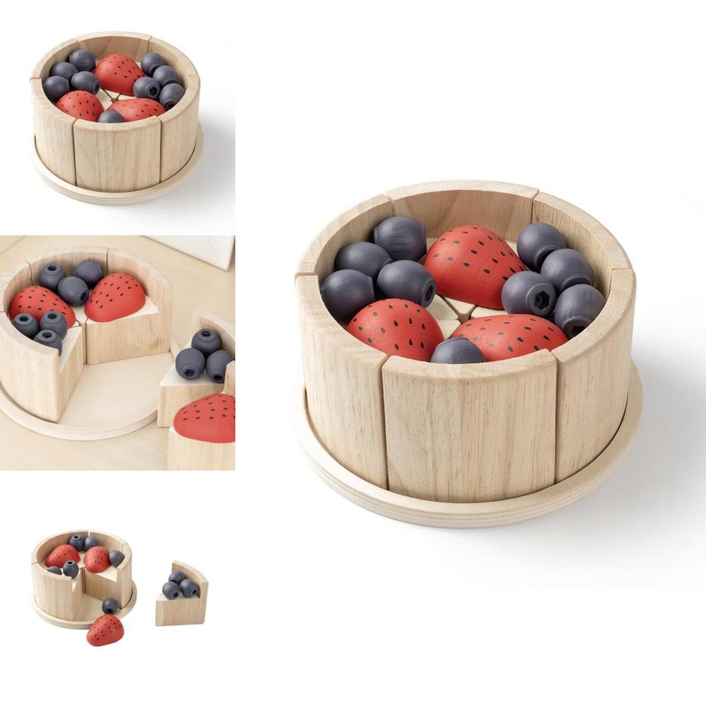 Wooden Simulation Blueberry Strawberry Cake Model Children Toy Set For Imaginative Learning
