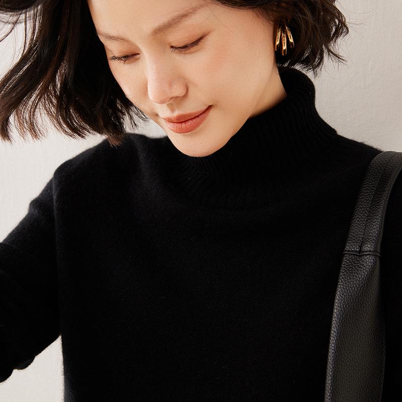 2025 Fall/Winter Cashmere High-Neck Seven-Stitch Thick Slimming Long-Sleeve Knit Base Layer Sweater