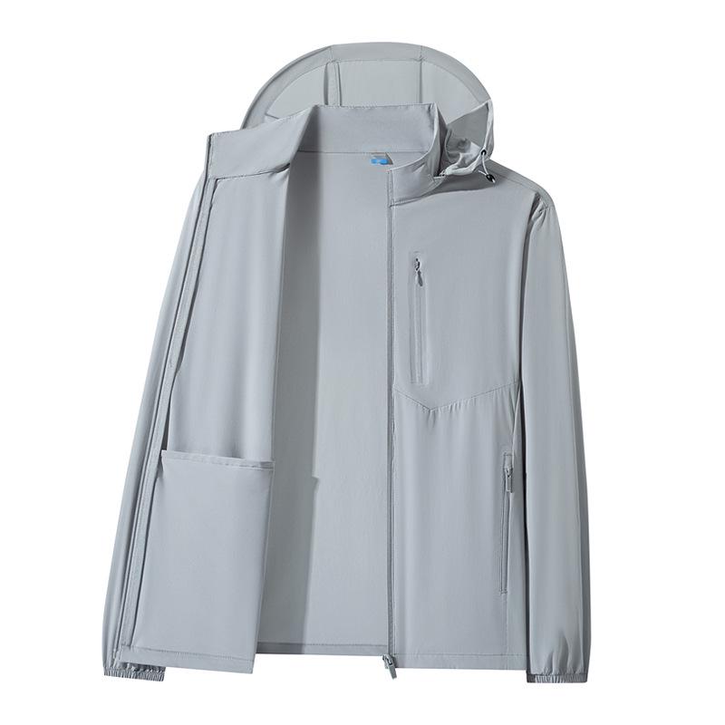 

Мужская куртка из ледяного шелка с защитой от солнца и съемным капюшоном - Свободная, легкая, больших размеров, солнцезащитное пальто 6XL