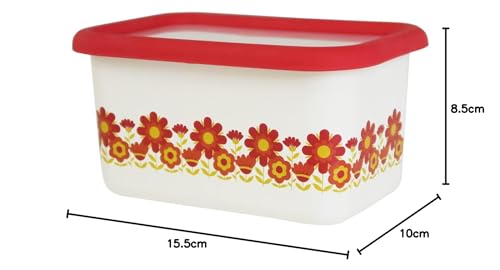 Fuji Enamel Deep Square Storage Container, Memories Sunflower Pattern, Small