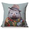 Nordic Animal Portrait Art Sofa Decorative Pillow Case Funky Cow Bear Rabbit Elephant Wear Clothes Style Cushion Cover Cojines
