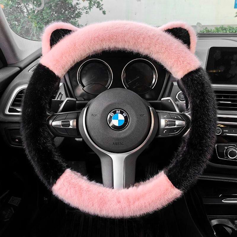 Car Steering Wheel Cover Winter Plush Thickened Warm and Cute for Girls Car Interior Decoration Universal Car Handle Cover