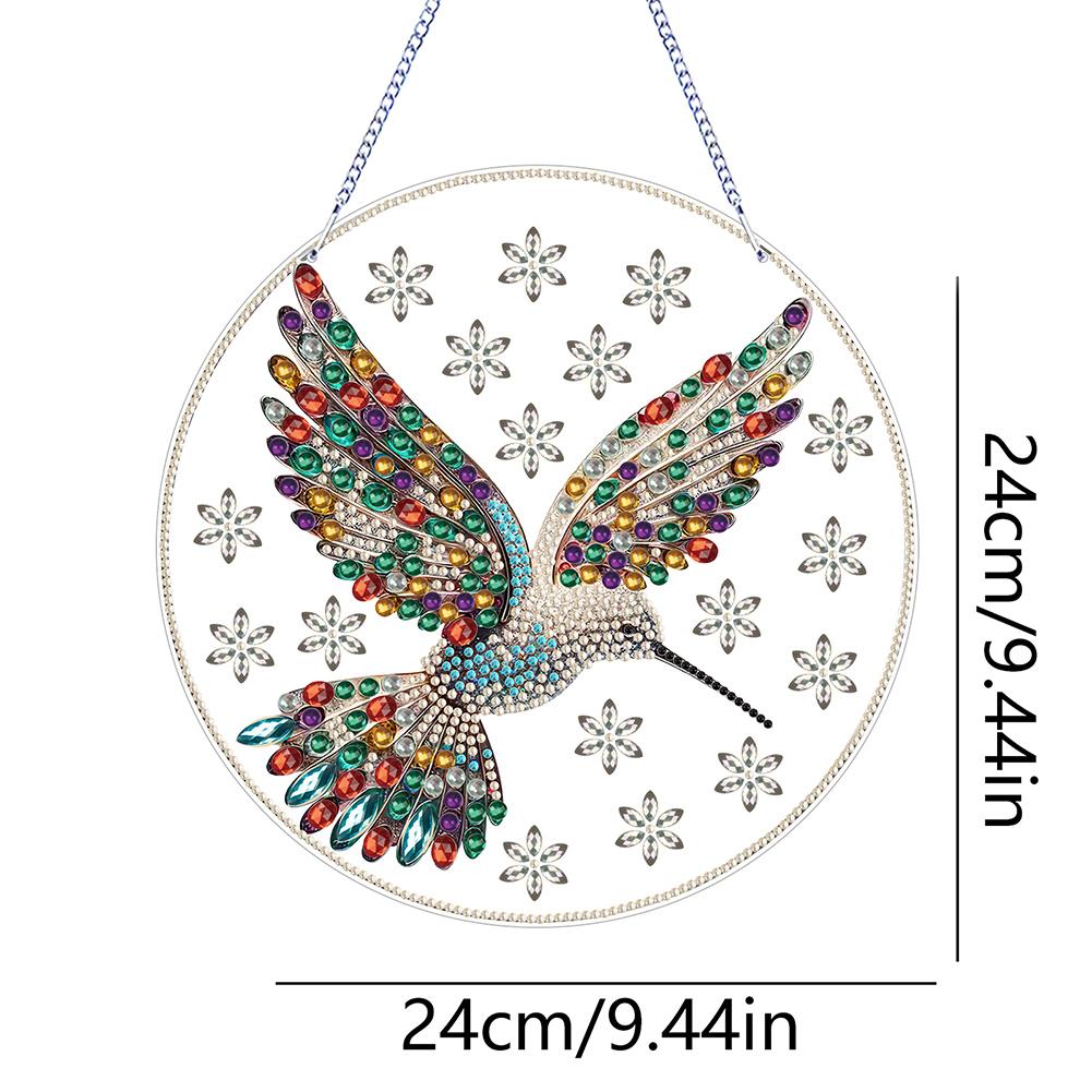 PVC Glass Special Shaped Vintage Pattern Diamond Painting Hanging Suncatcher Diamond Drawing Suncatcher Ornament for DIY Craft