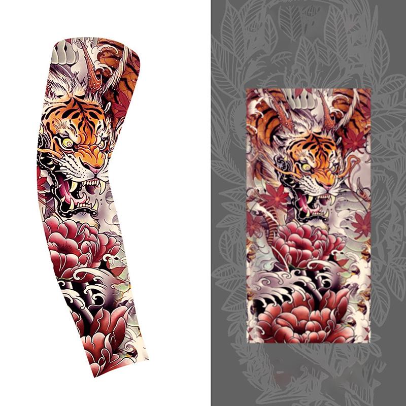 1Pc Arm Covers Flower Cooling Arm Tattoo Sleeve Uv Protection Cycling Gloves Unisex Sunscreen Sleeve Sunscreen Arm Warmers