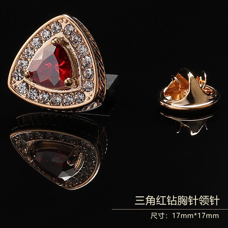 Gift Box Men'S Fashion Temperament Crystal Brooch Collar Pin Suit Brooch Collar Pin Trend Corsage