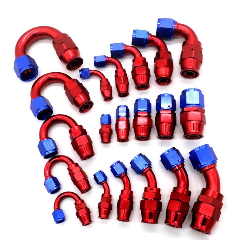 AN4 AN6 AN8 AN10 AN12 Straight 0 45 90 180 Degree Reusable Car Hose End Fittings Adapter For Swivel PTFE Oil Fuel Line Blue Red Fuel System Fittings7