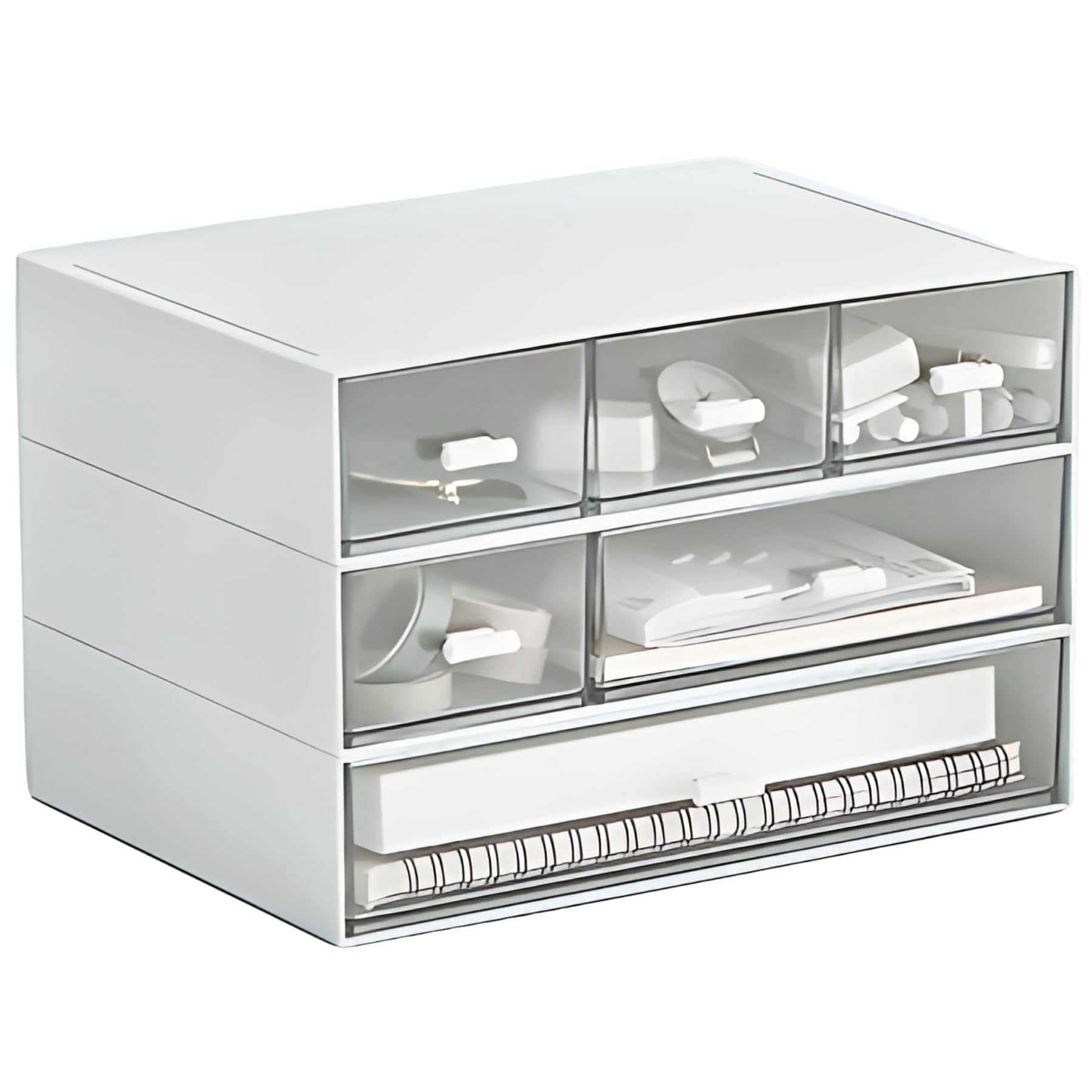 

Mellbo Desk Organizer with Letter Transparent Perfect for Student and Dressers 3-Tier Drawers, Stationery, Case, Window, Stackable, Connectable, белый