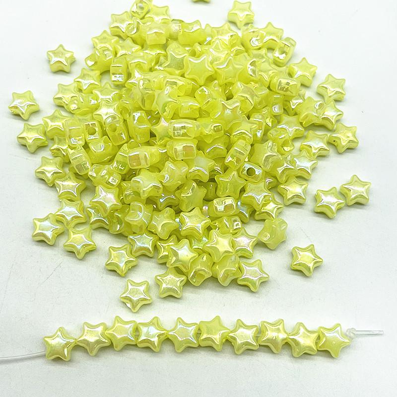 50pcs 10mm AB Colourful Five-pointed Star Acrylic Loose Spacer Beads for Jewelry Making DIY Handmade Bracelets Accessories