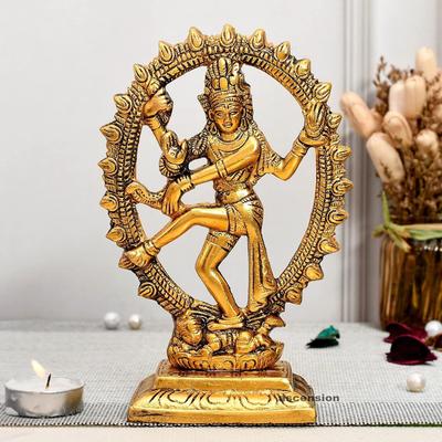 Złoty Metalowy Ręcznie Robiony Idolek Śiwy Statua Nataraja do Dekoracji Domu Tańczący Śiwa Nataradża/Nataradżan Figurka Murti Dekoracja