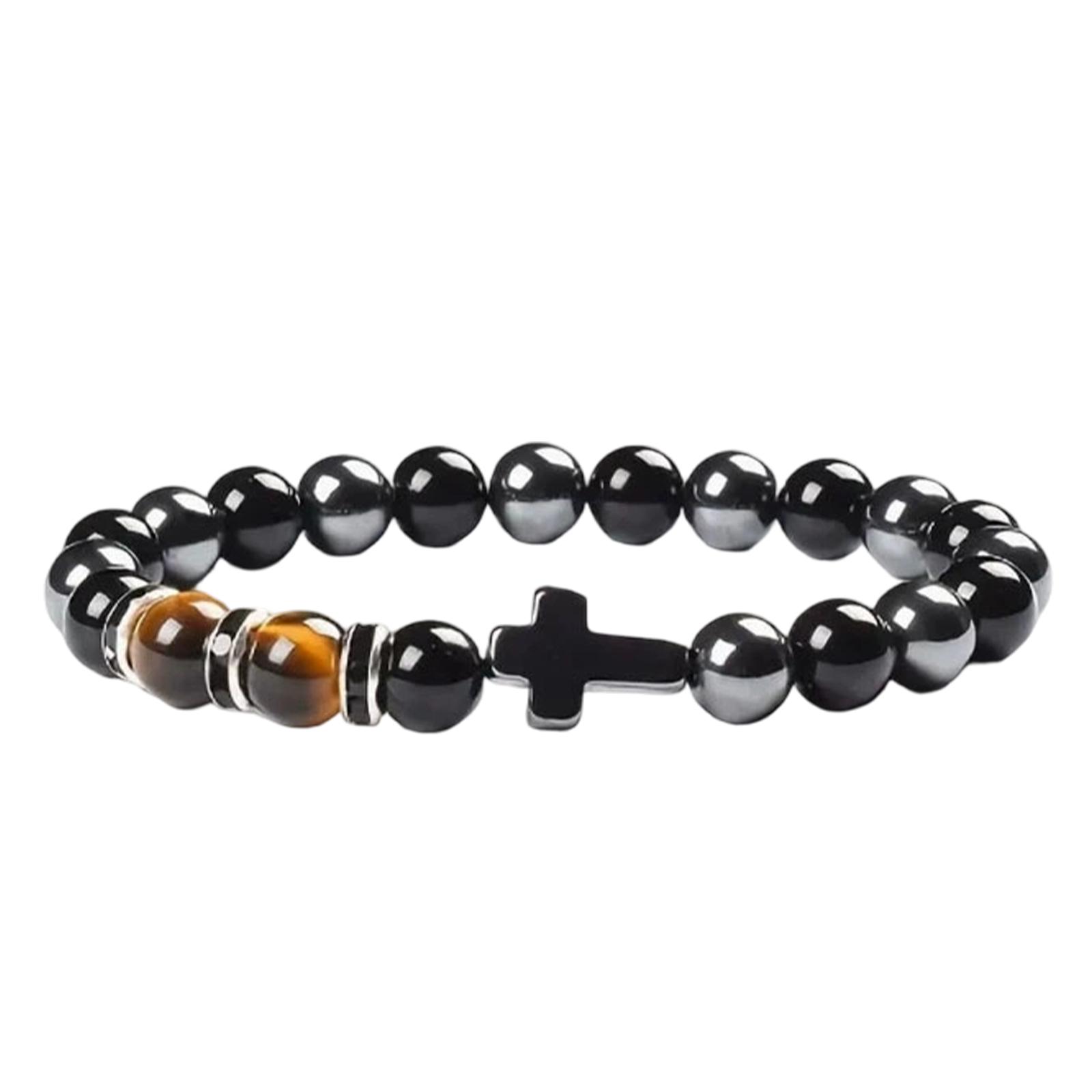 

Crystal Bracelet Gifts For Men Him- Hematite Black Eye Gemstone Beaded Bracelets Birthday Jewelry Gifts One Size