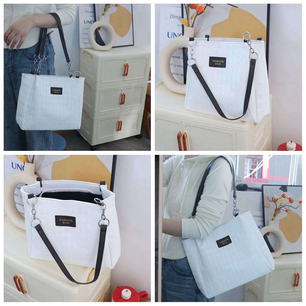 

PU Simple Shoulder Bag Tote Bag Large Capacity Bag Shopping PU Handbag School чорний