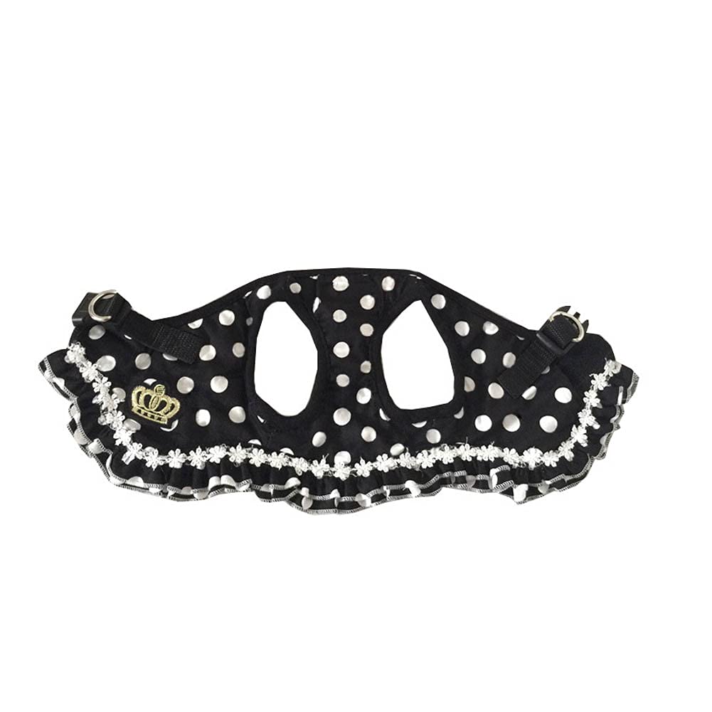 TARATI Pet Dog and Cat Harness with Polka Dot Adjustable 120cm Buffer Black Lead Set for Small Extra Small Small and Perfect for and M Pattern, Rope,