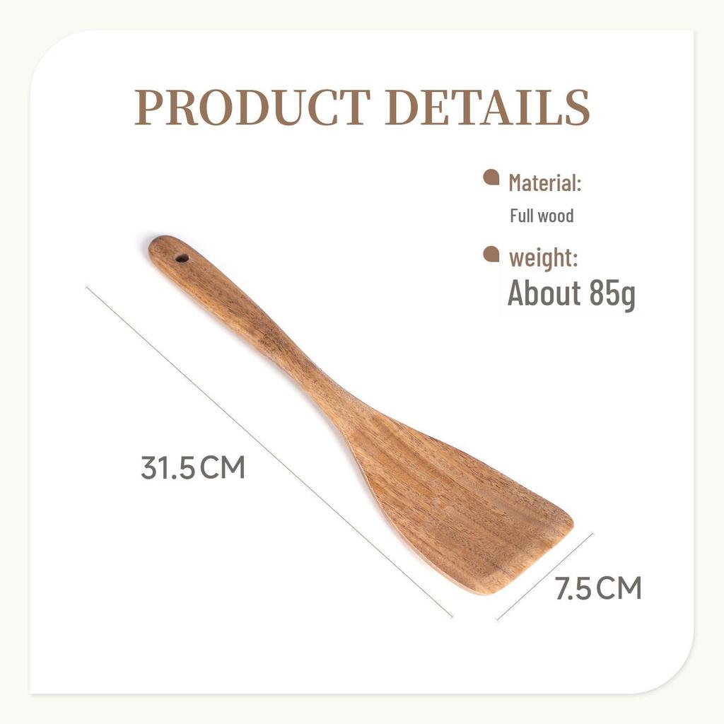 Conjunto de Espátula e Colher de Madeira Antiaderente - Design Anti-Queimadura para Saltear