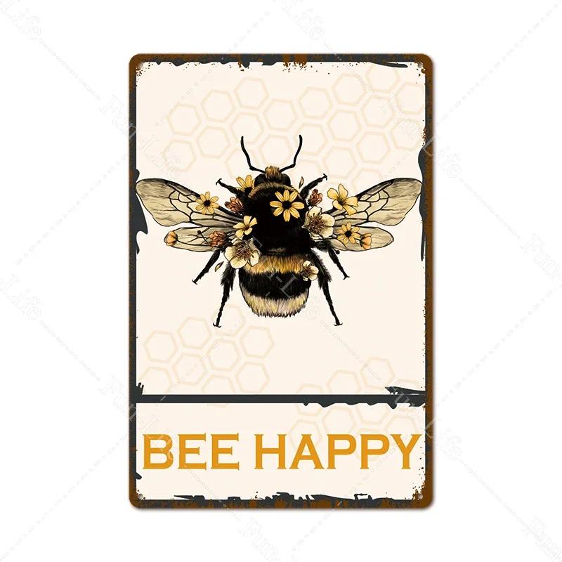 Beauty Vintage Metal Poster Animal Bees Retro Metal Tin Botany Signs Plaque Plate Wall Decor for Bar Club Cafe Man Cave Xcm