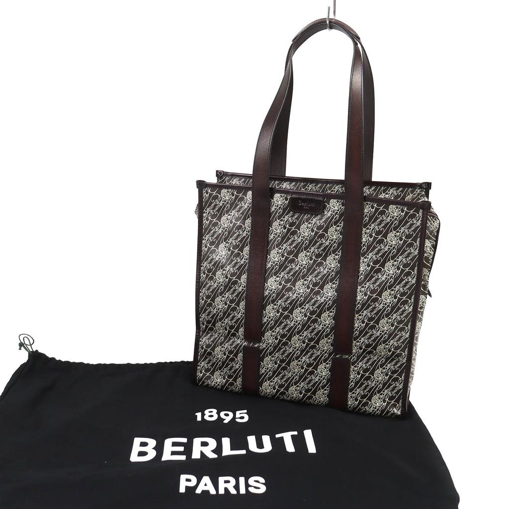 Excellent Berluti Tote Bag Cava de Voyage Toile Malbeuf Tote Bag Dark brown mens Used