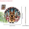 Christmas Wooden Sign with German Shepherd Pattern - Navidad Round Sign for Front Door, Wall Hanging Decor - Ideal Christmas Decoration