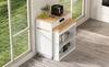 Kitchen Island with Casters, Extendable Dining Table with Foldable Tabletop, Power Strips and Hooks, Sideboard or Bar Table for Dining Room (White)
