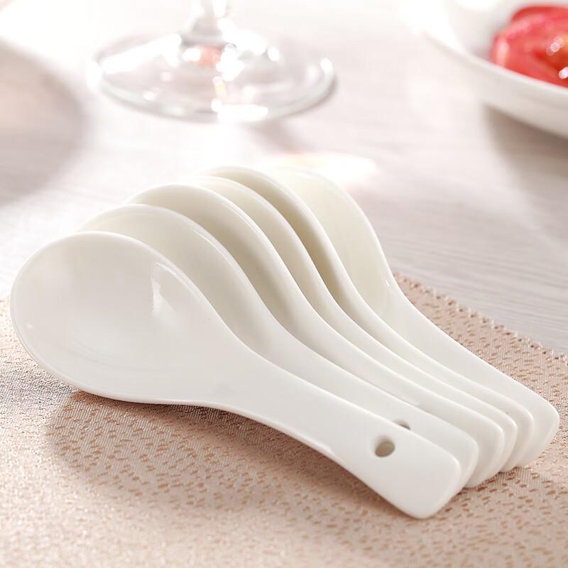 Pure White Ceramic Small Spoons (Set of 6)