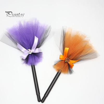 Halloween čarodějnické koště Nastavitelná délka Zábavné rekvizity Vynikající cosplay Síťované koště s lukem Domácí párty potřeby