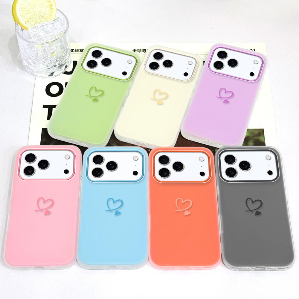 Simple Love Heart Phone Case For IPhone 17 17E Air 16 16E 15 Plus Pro Max Candy Colored Cover
