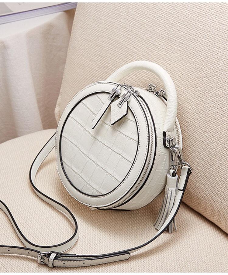 

Новая маленькая круглая сумка с тиснением под крокодила, сумка-мессенджер, кожаная модная наплечная сумка, модная мини-сумка