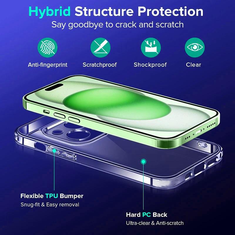 Shockproof Clear Silicone Soft TPU Case For iPhone 15 14 13 12 11 Pro Max 16 Plus Mini 17 Air Full Back Cover Shell Fundas