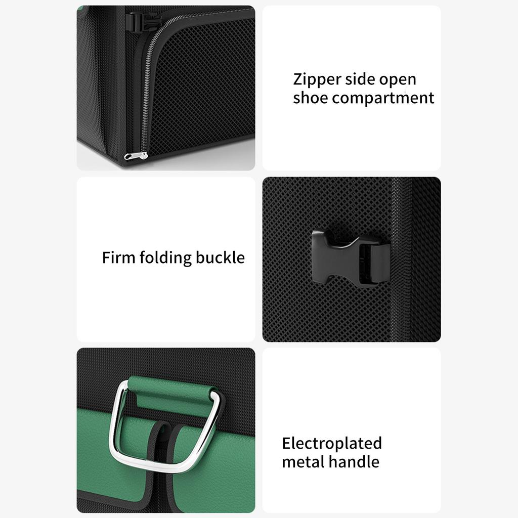 Car Trunk Organizer with Lid Shoes Compartment Reflective Belt Collapsible Waterproof Auto Organizer Multi Compartments